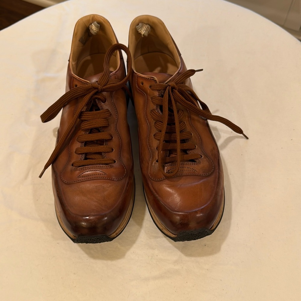 Officine Creative Tan Burled All Leather Trainers,Size 40,Leather Interior